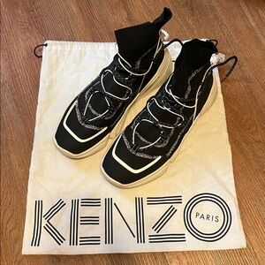 Kenzo Black and White High-Top K-Sock Sneakers